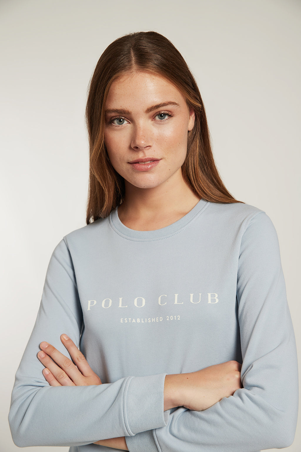 Sudadera orgánica azul celeste con estampación frontal | MUJER  | POLO CLUB