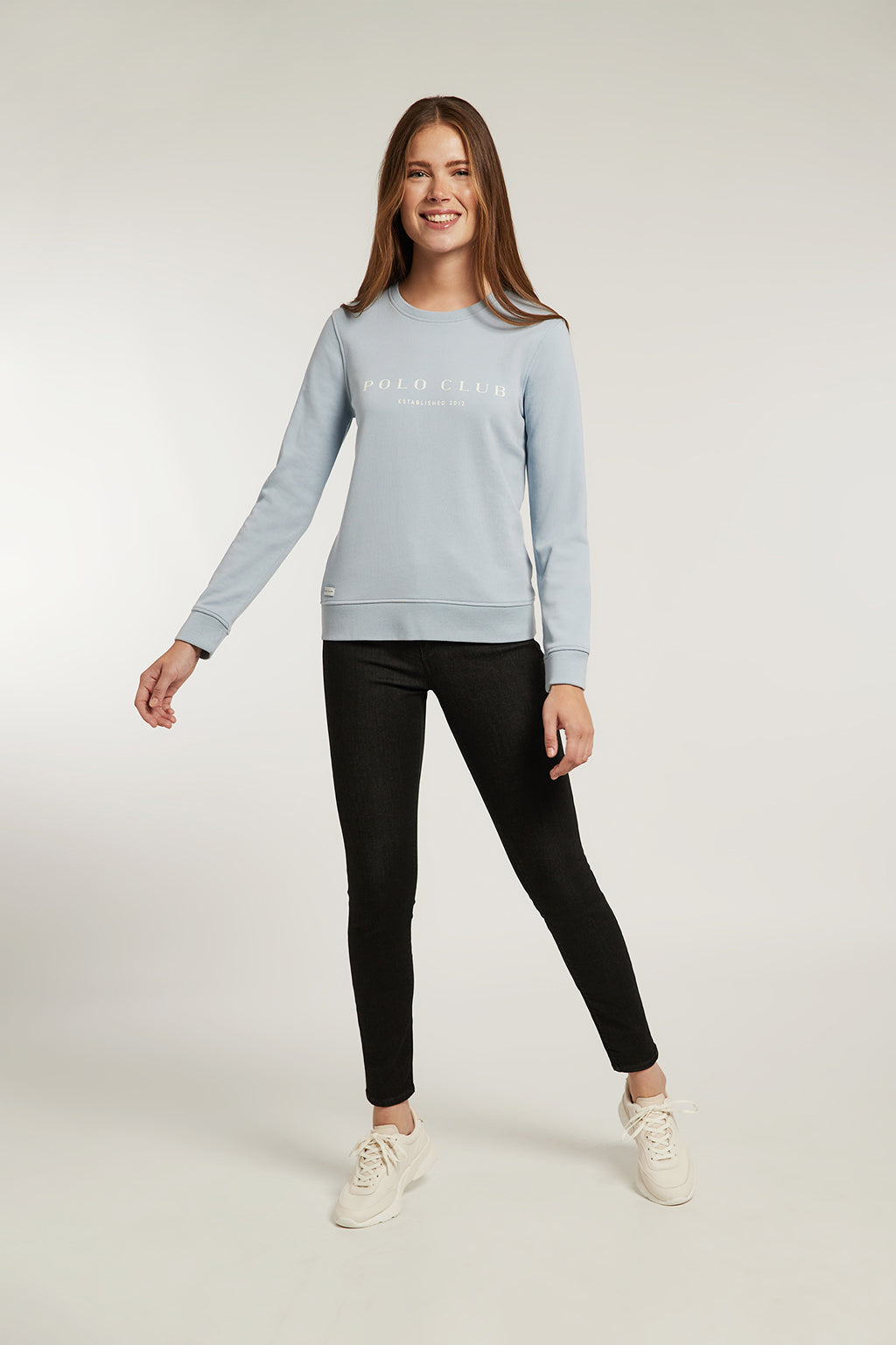 Sudadera orgánica azul celeste con estampación frontal | MUJER  | POLO CLUB