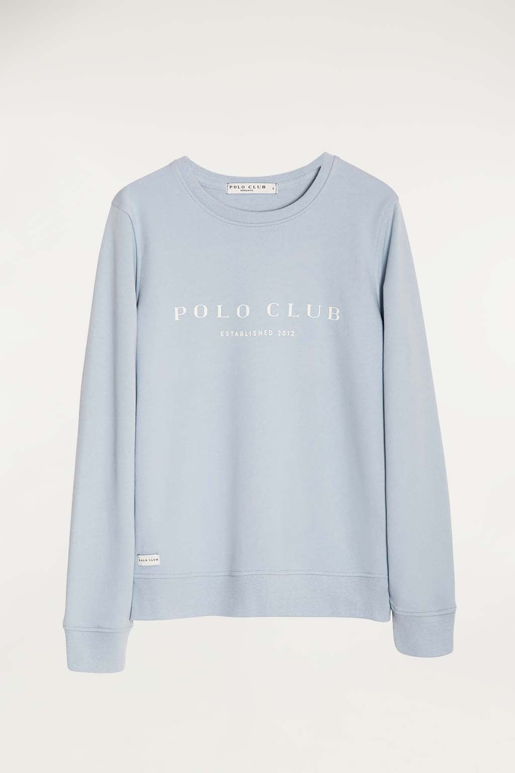 Sudadera orgánica azul celeste con estampación frontal | MUJER  | POLO CLUB