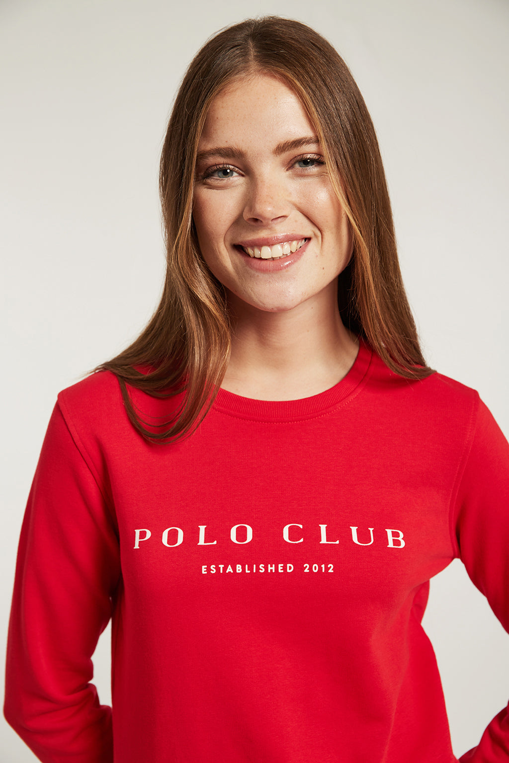 Sudadera orgánica roja con estampación frontal | MUJER  | POLO CLUB