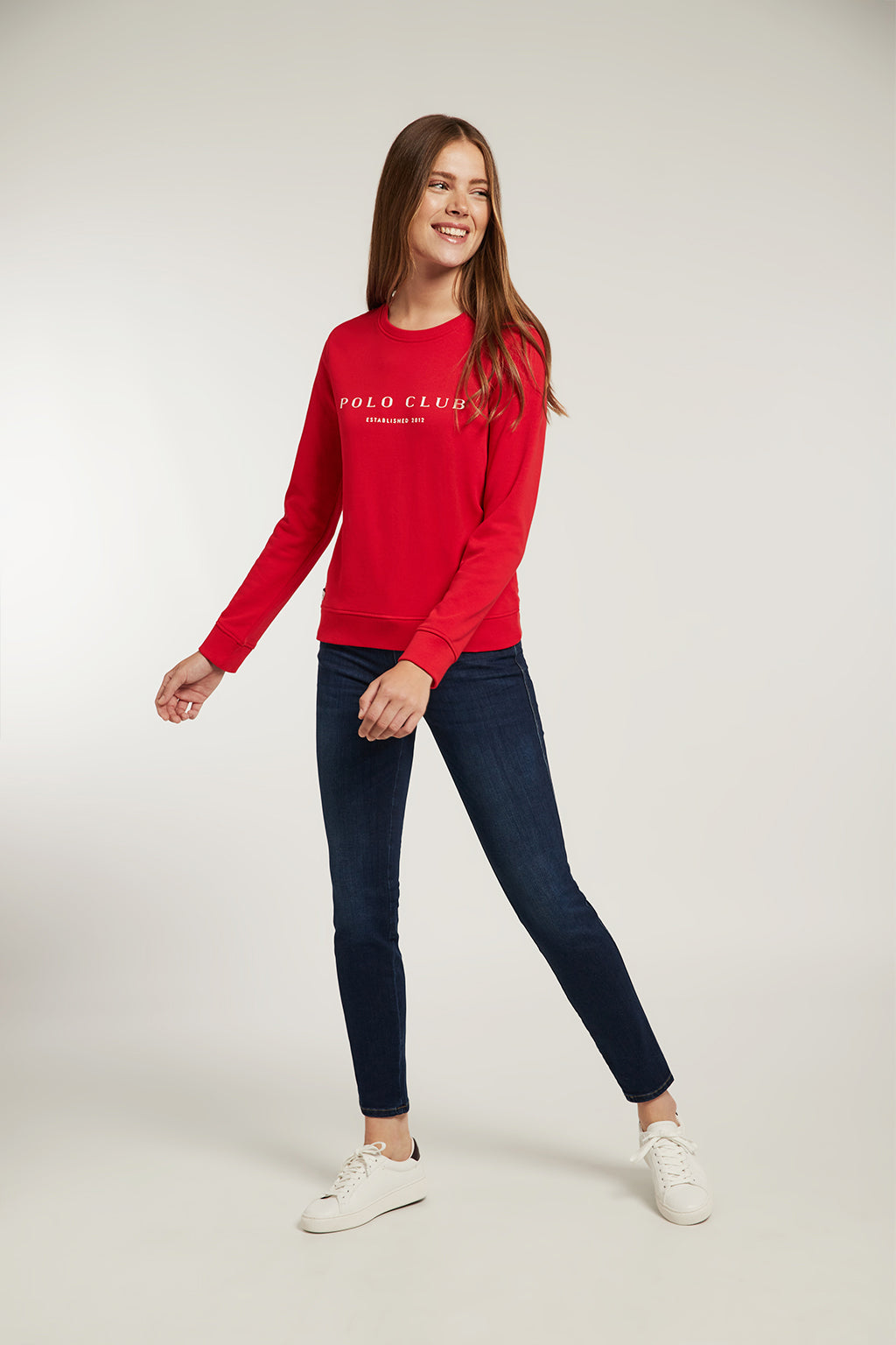 Sudadera orgánica roja con estampación frontal | MUJER  | POLO CLUB