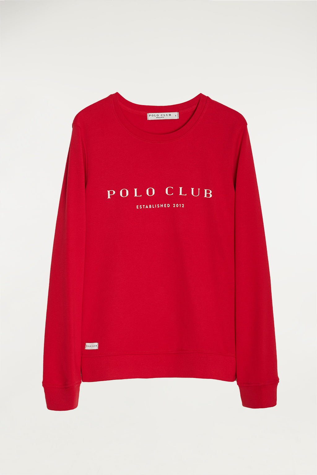 Sudadera orgánica roja con estampación frontal | MUJER  | POLO CLUB