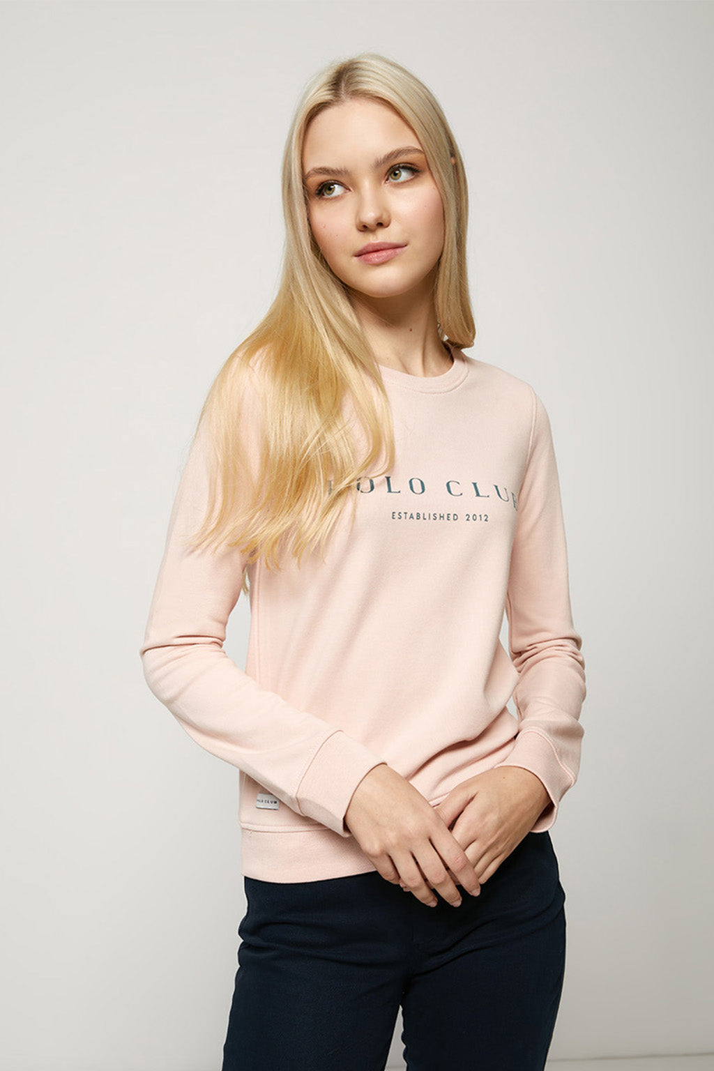 Sudadera orgánica rosa con estampación frontal | MUJER  | POLO CLUB