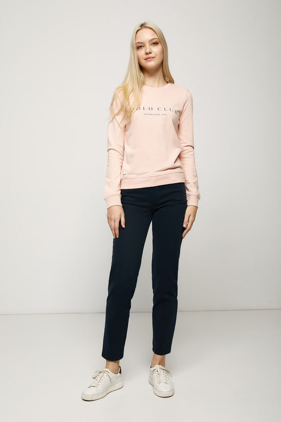 Sudadera orgánica rosa con estampación frontal | MUJER  | POLO CLUB