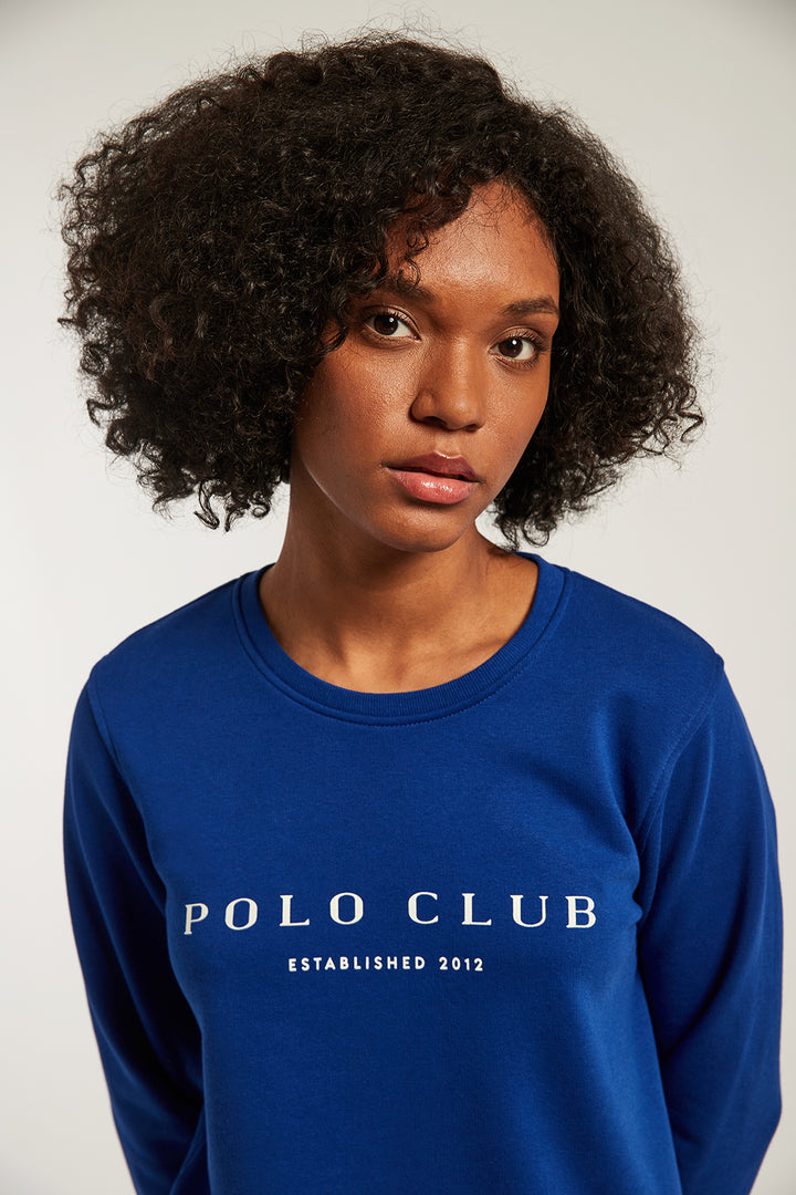 Sudadera orgánica azul royal con estampación frontal  | MUJER  | POLO CLUB
