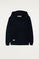 Sudadera orgánica kids con capucha marino con logo bordado