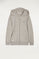 Grey kids' organic open hoodie with embroidered logo
