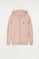 Sweatshirt orgânica kids rosa aberta com capuz e logótipo bordado