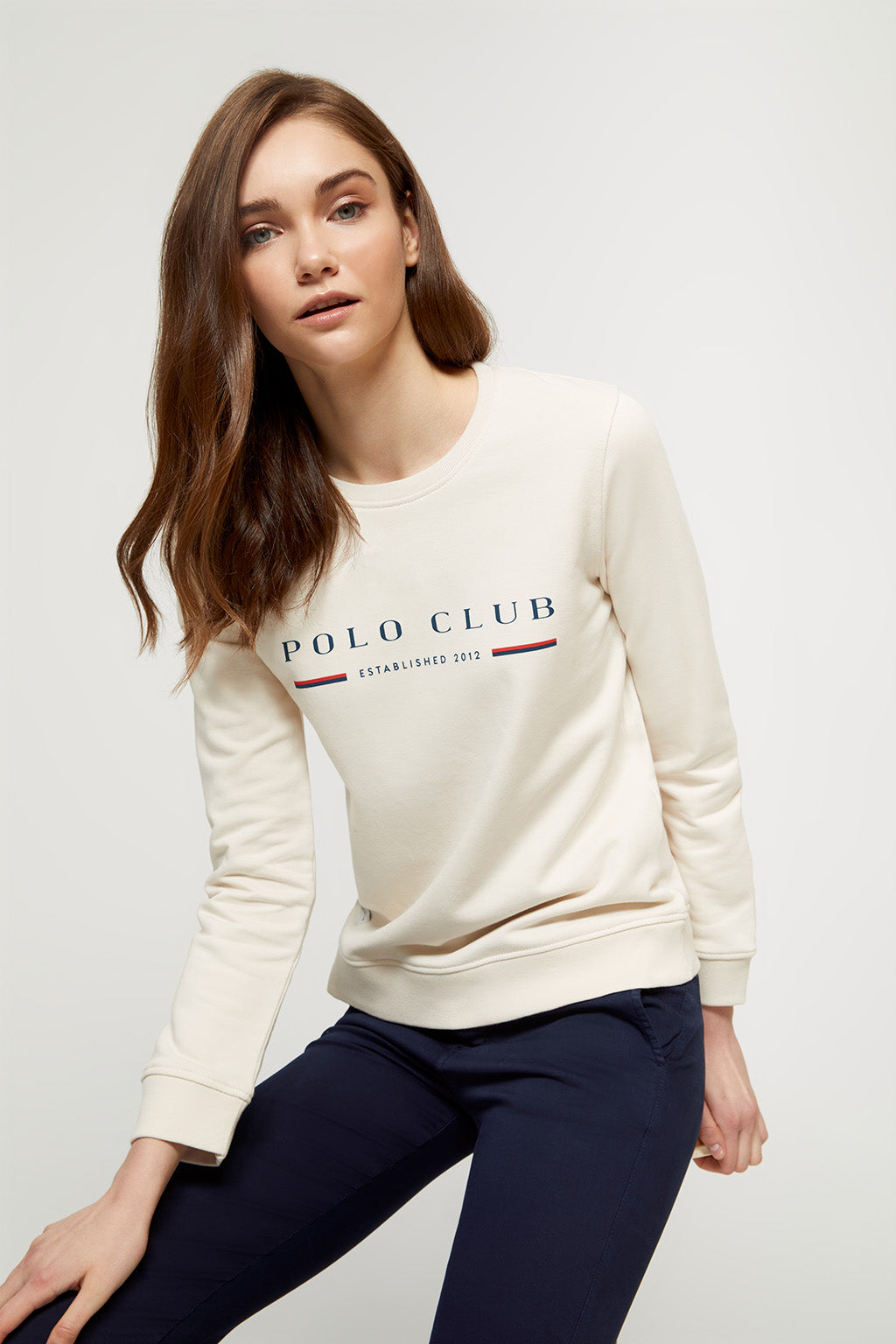 Sudadera Title beige organic mujer – Polo Club