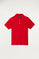 Polo rojo infantil de manga corta con logo bordado a contraste