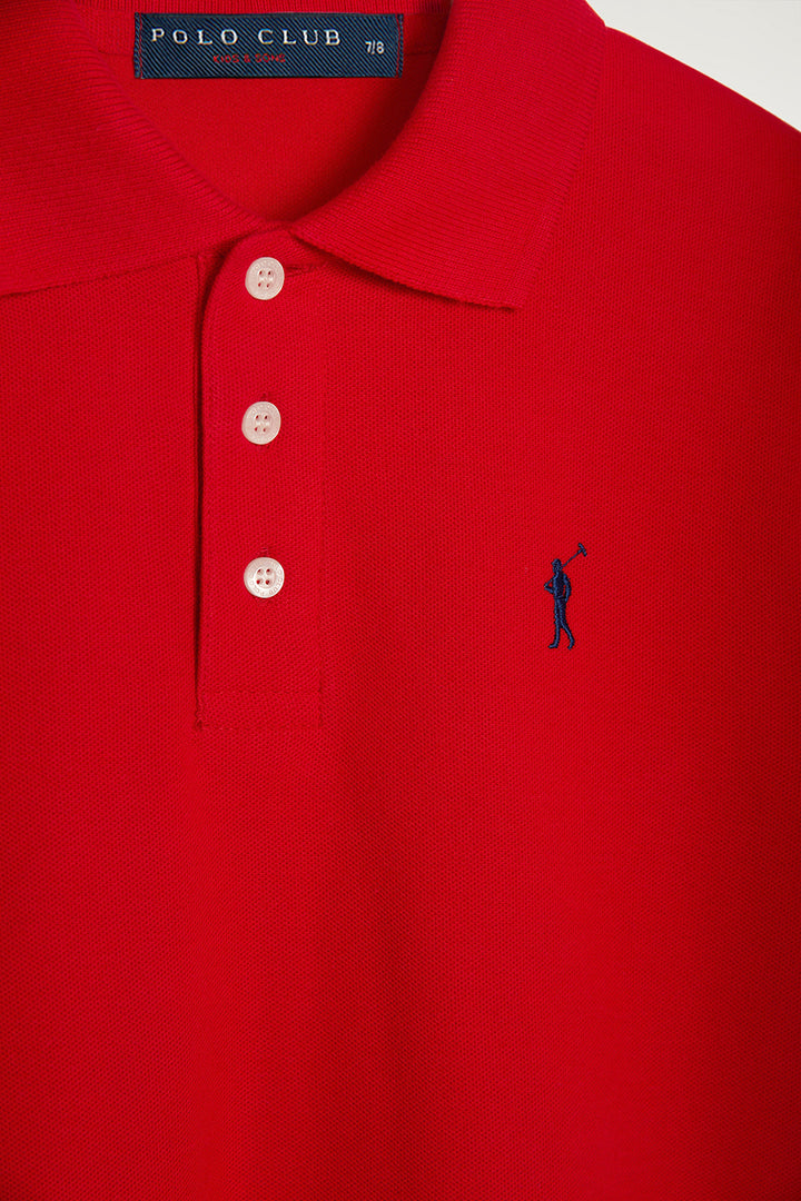 Polo rojo infantil de manga corta con logo bordado a contraste | NIÑOS | POLO CLUB