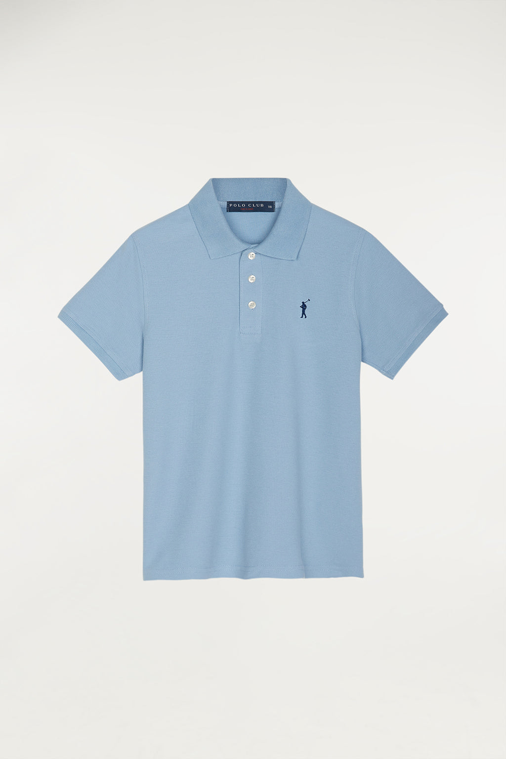 Polo celeste infantil de manga corta con logo bordado a contraste | NIÑOS | POLO CLUB