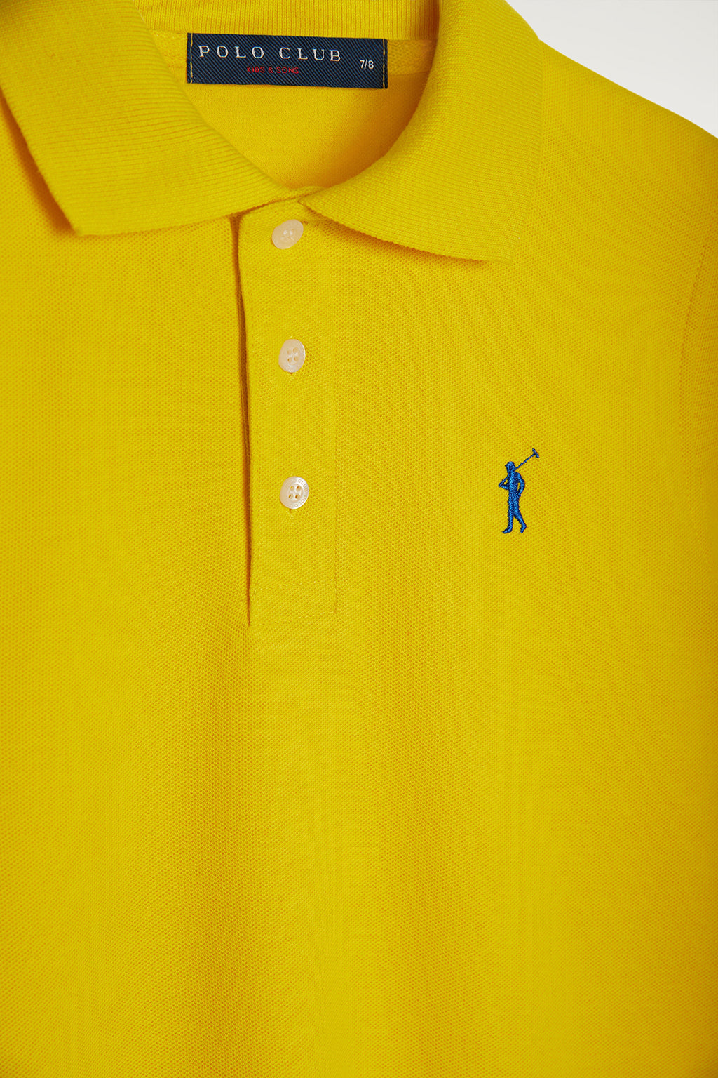 Polo amarillo infantil de manga corta con logo bordado a contraste | NIÑOS | POLO CLUB