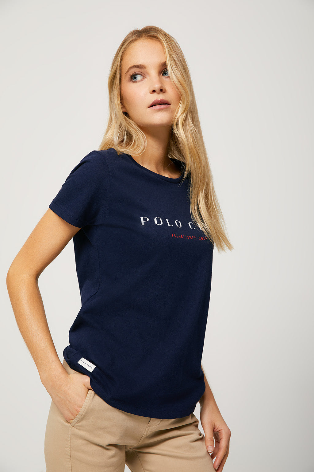Camiseta de algodón orgánico marino con estampación frontal | MUJER  | POLO CLUB
