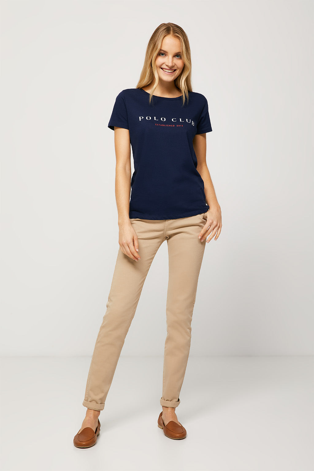 Camiseta de algodón orgánico marino con estampación frontal | MUJER  | POLO CLUB