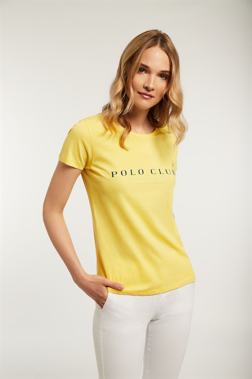 Camiseta de algodón orgánico amarilla con estampación frontal | MUJER  | POLO CLUB