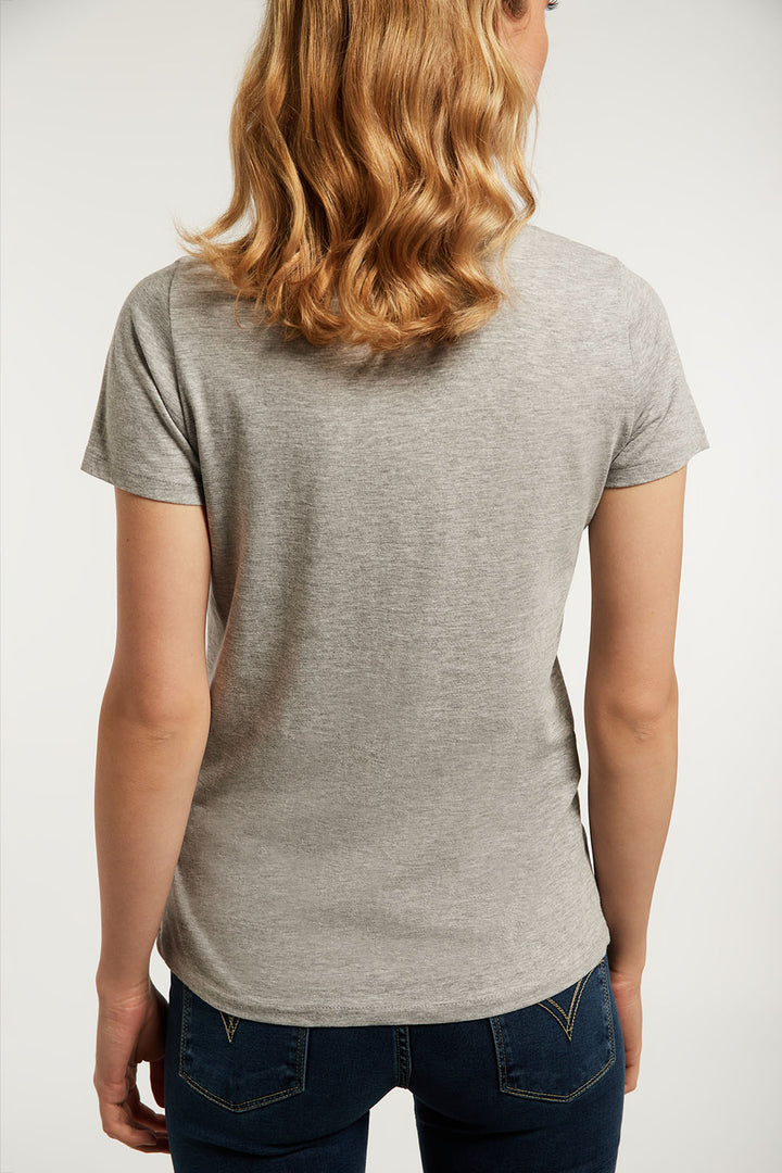 Camiseta de algodón orgánico gris vigoré con estampación frontal | MUJER  | POLO CLUB