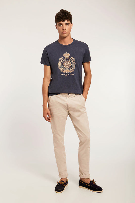 Camiseta denim con estampación a contraste en relieve