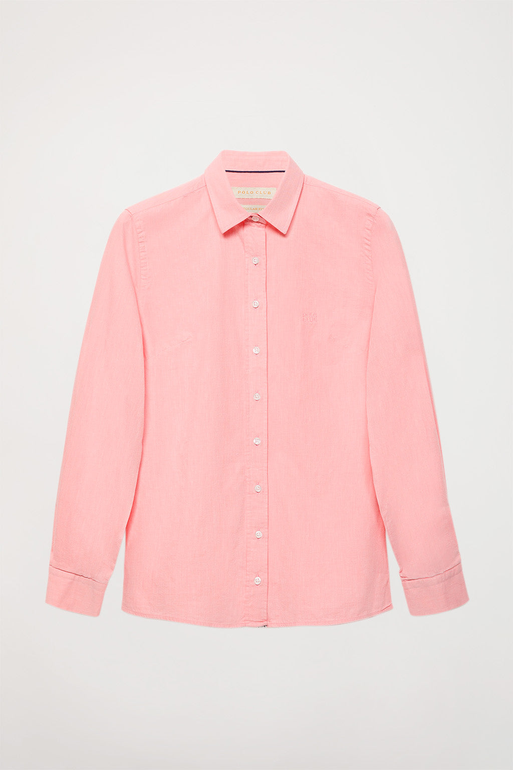 Camisa coral suave de algodón lavada con detalle bordado en el pecho | MUJER  | POLO CLUB