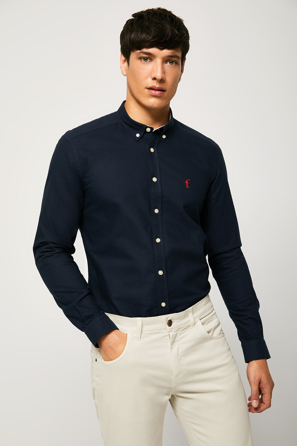 Camisa oxford azul marino con logo bordado | HOMBRE  | POLO CLUB