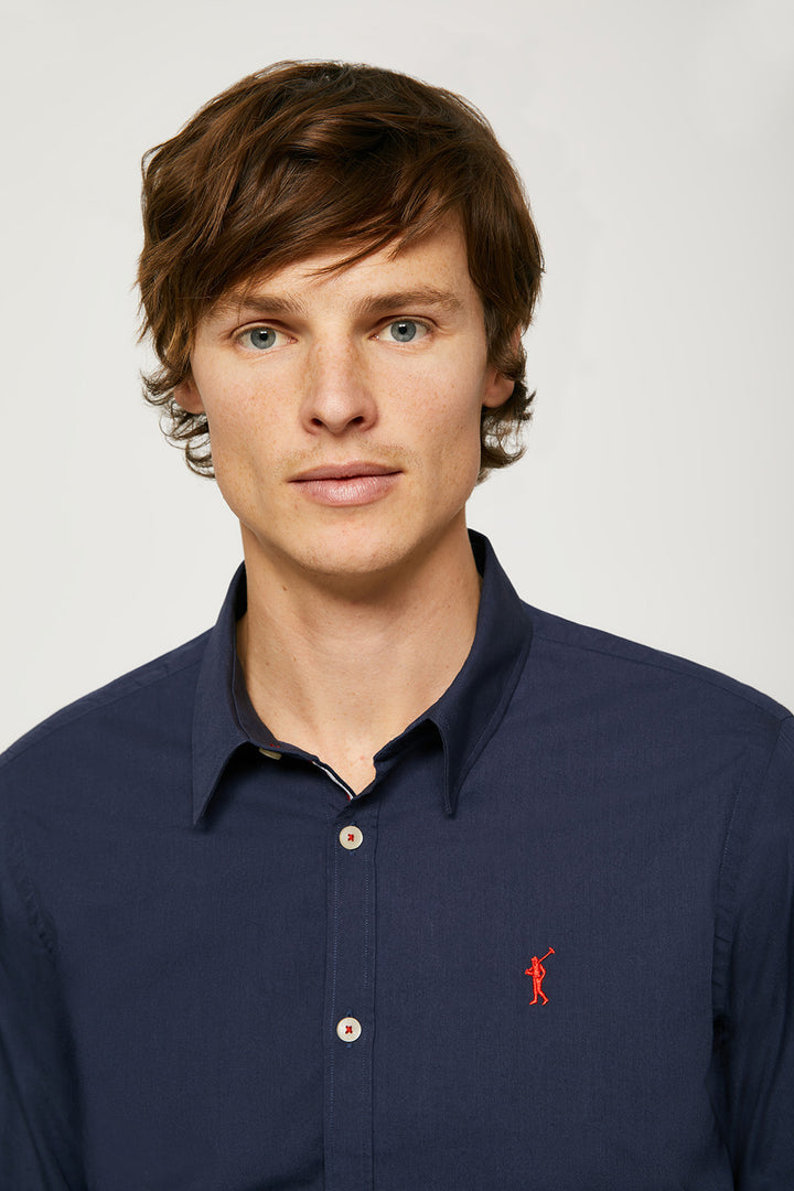 Camisa slim fit azul marino con logo bordado | HOMBRE  | POLO CLUB