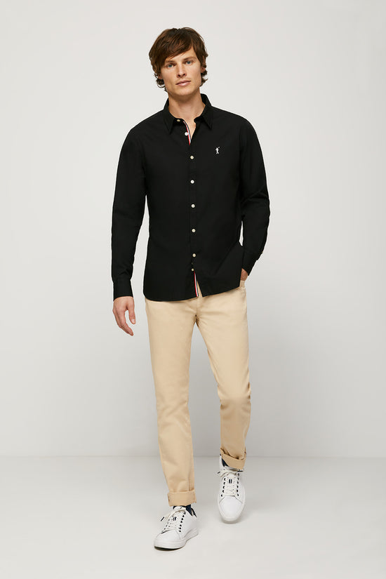 Camisa slim fit negra con logo bordado | HOMBRE  | POLO CLUB