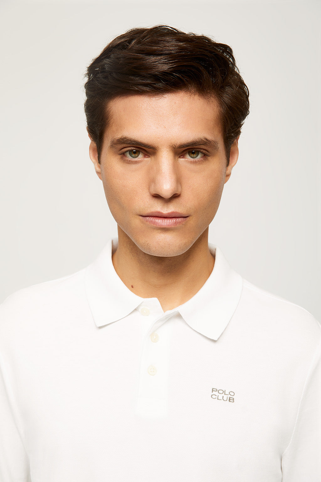 Polo de manga larga blanco piqué con logo bordado | HOMBRE  | POLO CLUB