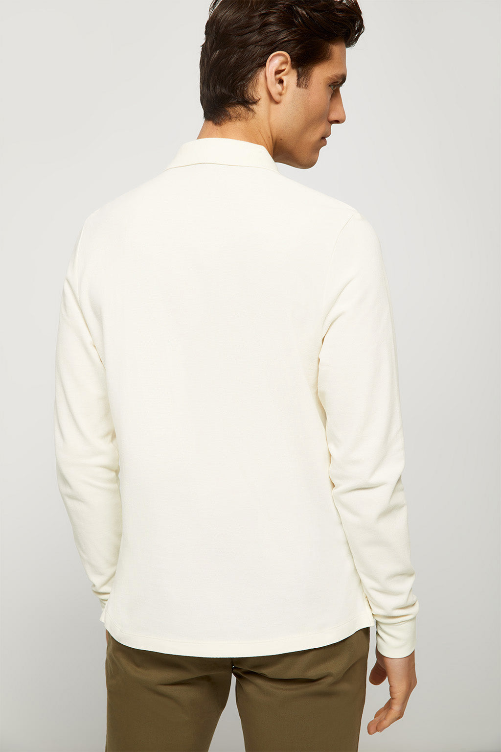 Polo de manga larga beige piqué con logo bordado | HOMBRE  | POLO CLUB