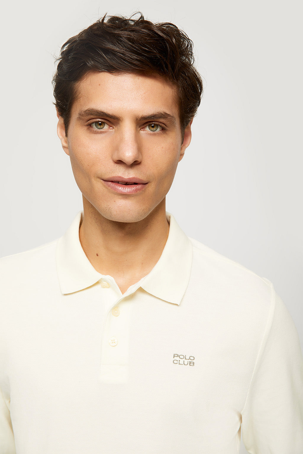 Polo de manga larga beige piqué con logo bordado | HOMBRE  | POLO CLUB