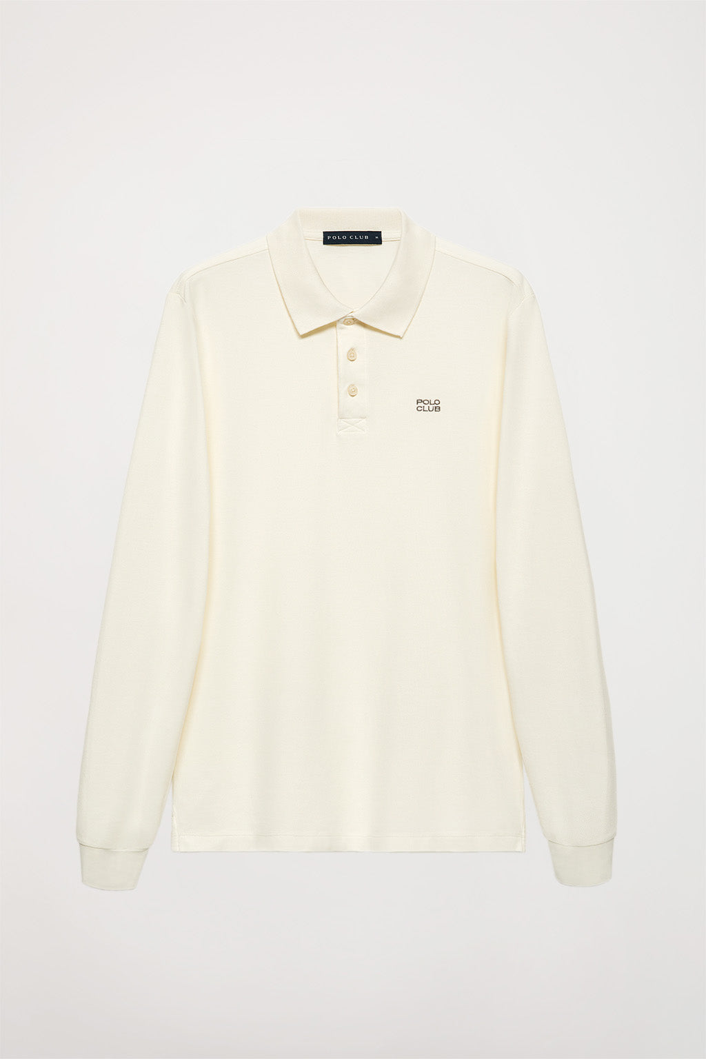 Polo de manga larga beige piqué con logo bordado | HOMBRE  | POLO CLUB