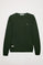 Sweatshirt orgânica verde com decote redondo e logótipo bordado multicolor
