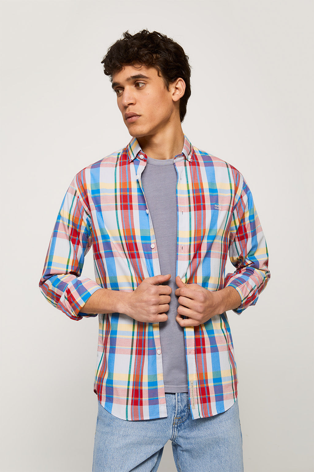 enfocar Armonía camisa Camisa oxford de cuadros multicolor con logo bordado – Polo Club