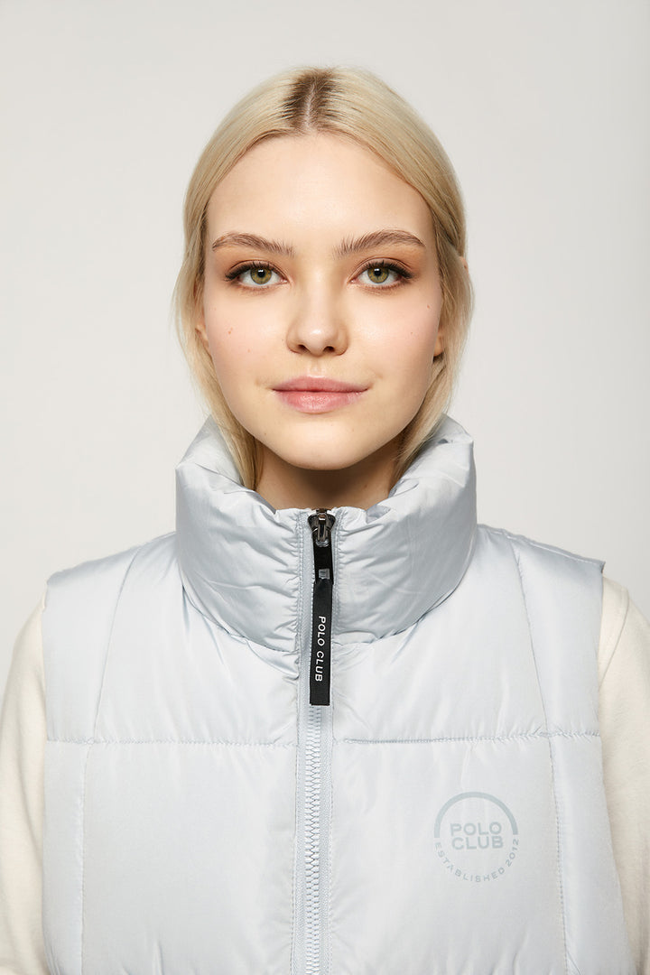 Chaleco acolchado azul con parche con print logotipado | MUJER  | POLO CLUB