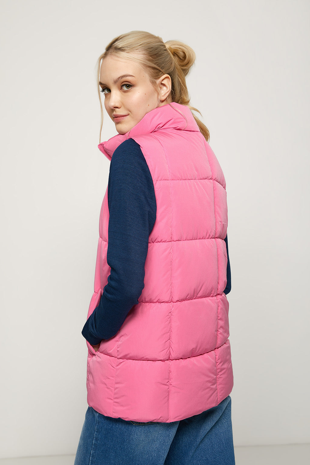 Chaleco acolchado rosa con parche con print logotipado | MUJER  | POLO CLUB