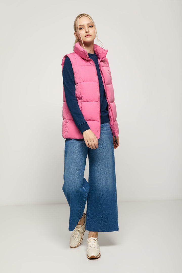 Chaleco acolchado rosa con parche con print logotipado | MUJER  | POLO CLUB