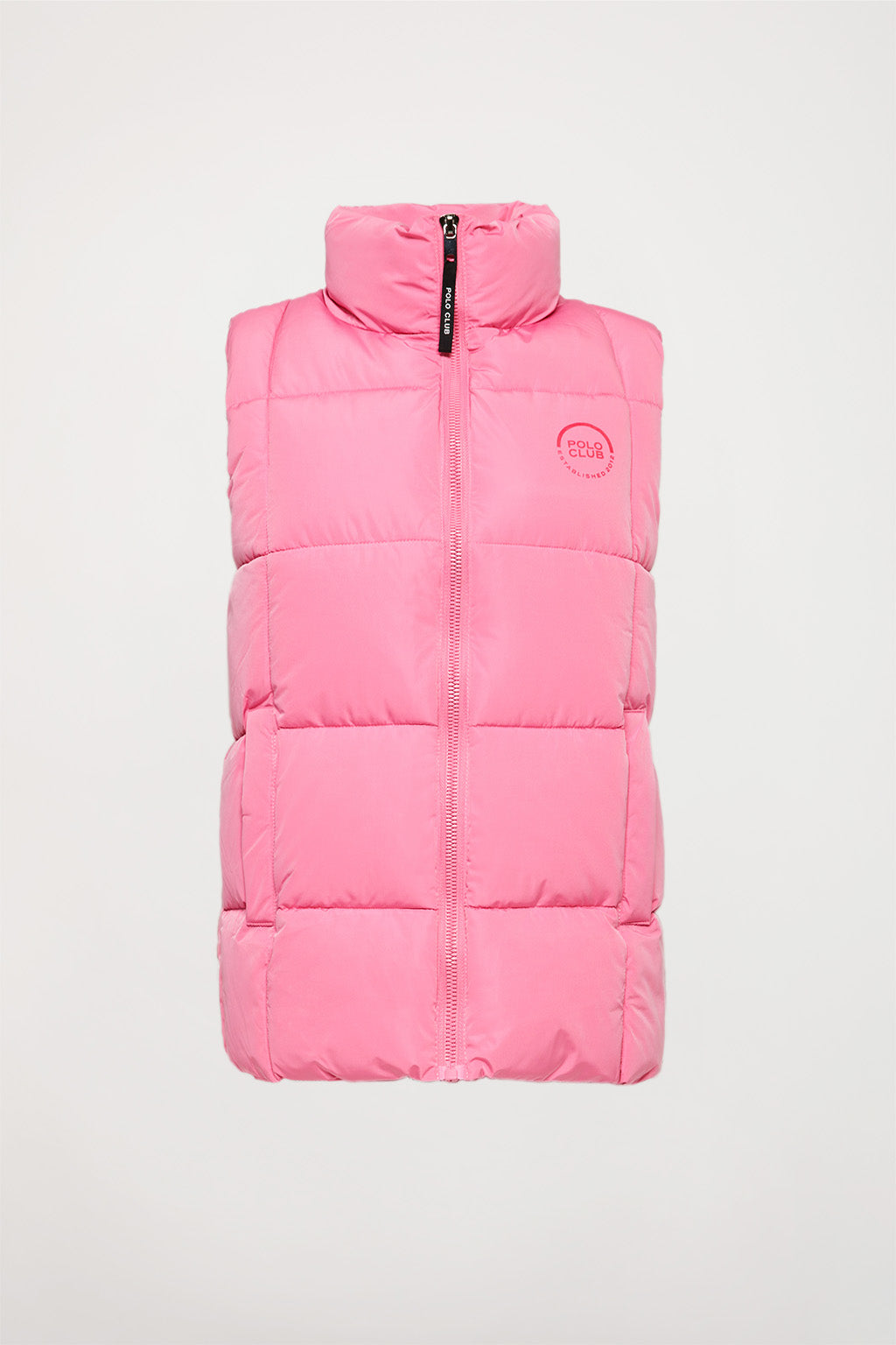 Chaleco acolchado rosa con parche con print logotipado | MUJER  | POLO CLUB
