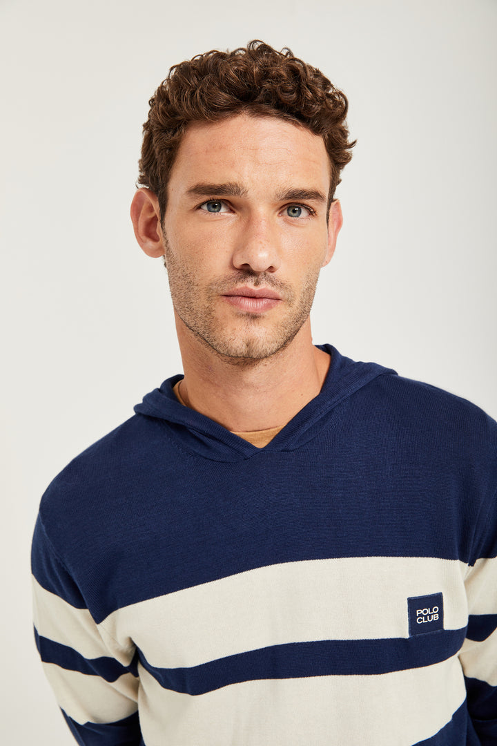 Jersey azul color block con capucha y logo Polo Club