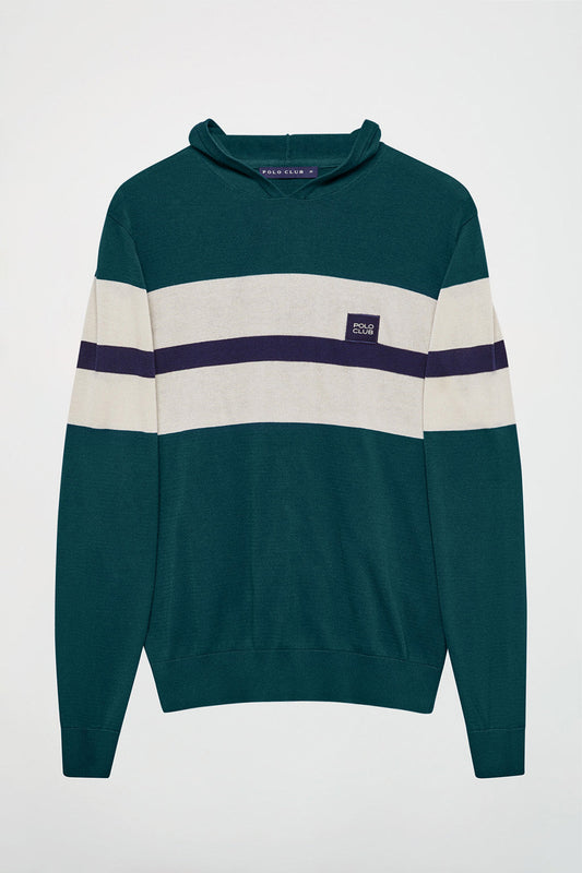 Jersey verde color block con capucha y logo Polo Club