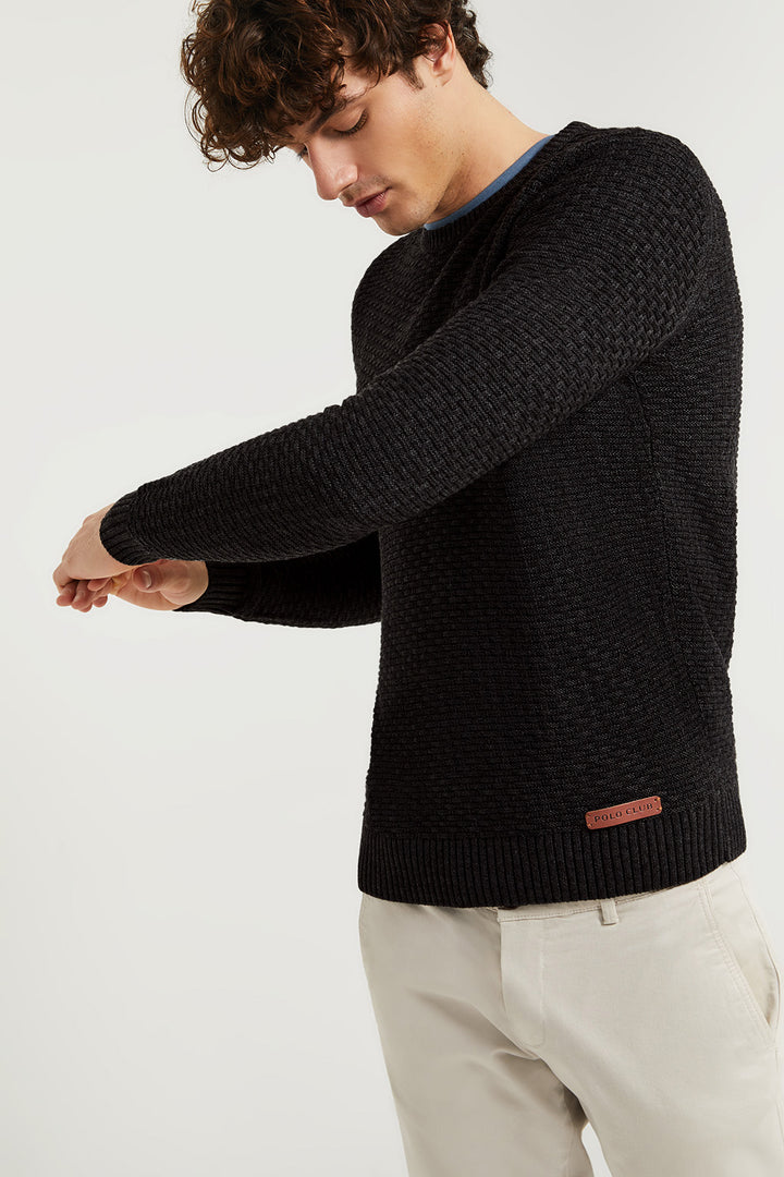 Jersey cuello redondo antracita de punto estructurado
