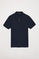 Polo azul marino piqué con tapeta de tres botones y logo bordado en contraste