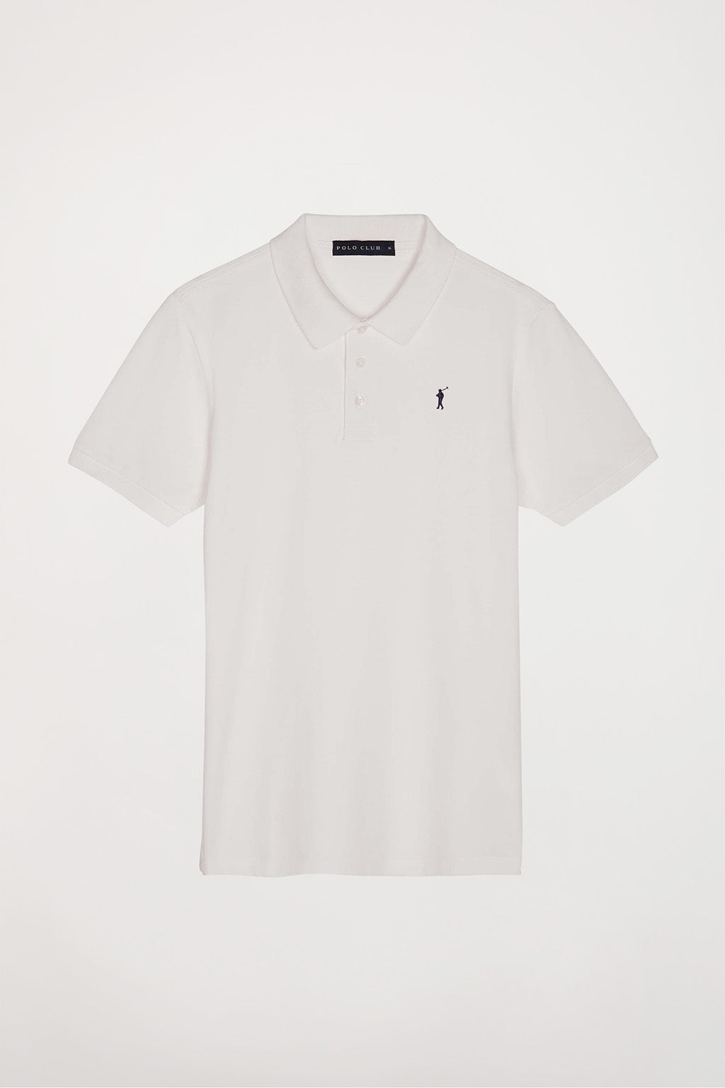 Polo blanco piqué con tapeta de tres botones y logo bordado en contraste | HOMBRE  | POLO CLUB