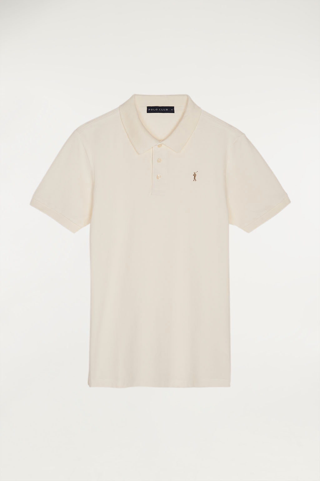 Polo beige piqué con tapeta de tres botones y logo bordado en contraste | HOMBRE  | POLO CLUB