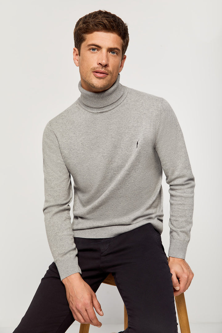 Jersey básico de cuello vuelto gris vigoré con logo Rigby Go