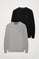 Pack de jerséis con cuello redondo en negro y gris con logo Rigby Go