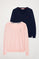 Pack de dos jerséis de mujer azul marino y rosa con cuello pico y logo Rigby Go