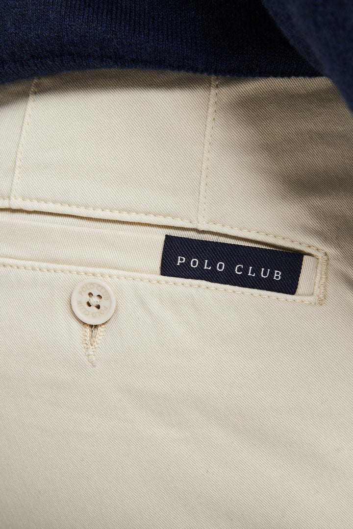 Calças chino beige em algodão elástico com pormenores Polo Club