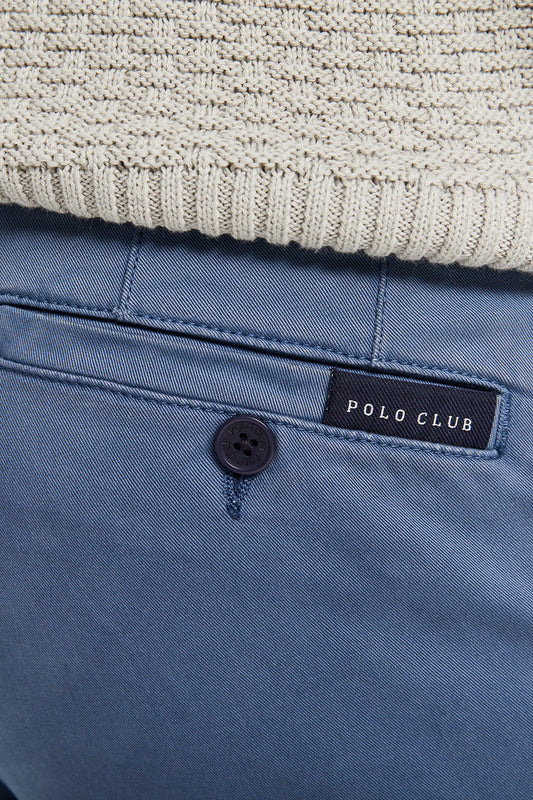 Pantalón chino azul denim de algodón elástico con detalles Polo Club