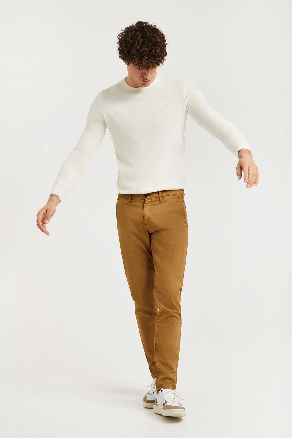 Pantalón marrón algodón elástico con detalles Polo Club