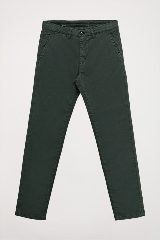 Pantalón chino verde de algodón elástico con detalles Polo Club