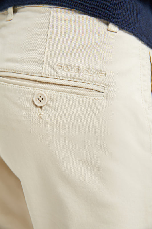 Calças chino beiges com corte slim com logótipo Polo Club no bolso traseiro